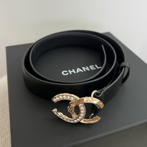 Chanel light gold belt size 70 black leather - Picture 2 of 6